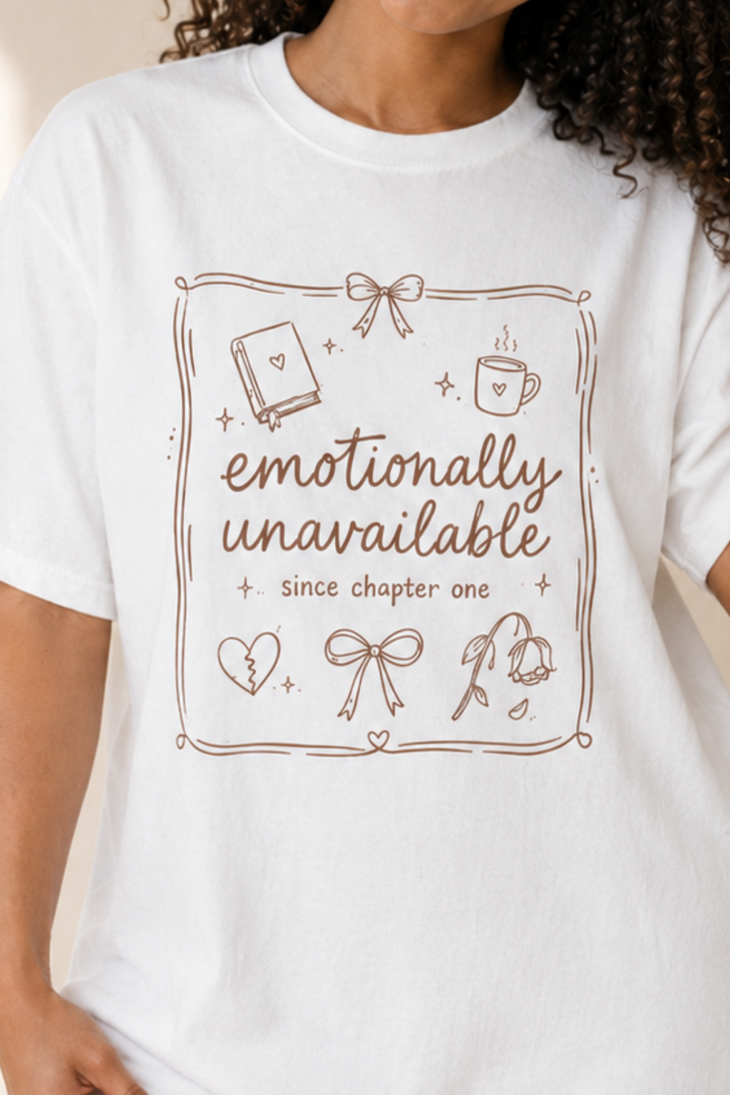 Cute Doodle Emotionally Unavailable Graphic  — T-Shirt